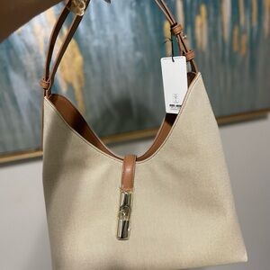 Furla Cream and Tan Shoulder Bag